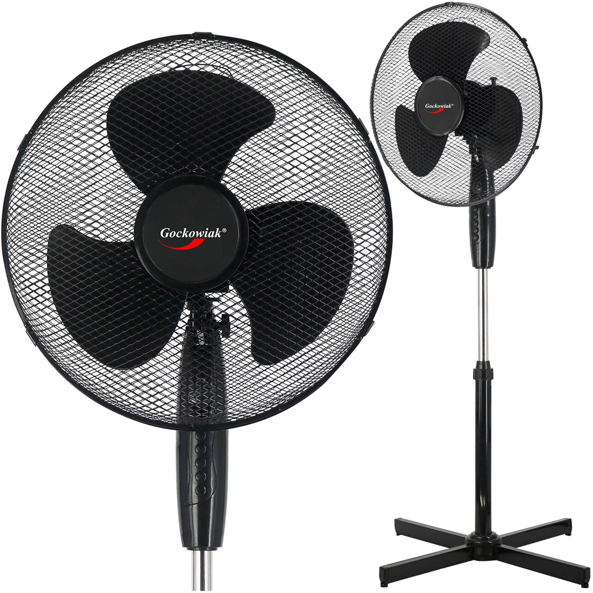 Ventilator de podea, KOUD, inaltime reglabila, oscilatie 90 grade, 3 trepte viteza, unghi inclinare, baza 60 cm, negru - imagine 8